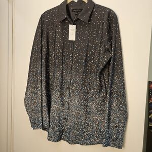 *NWT* Banana Republic Gray and Blue Floral Long-Sleeved Button-Down Shirt Size M